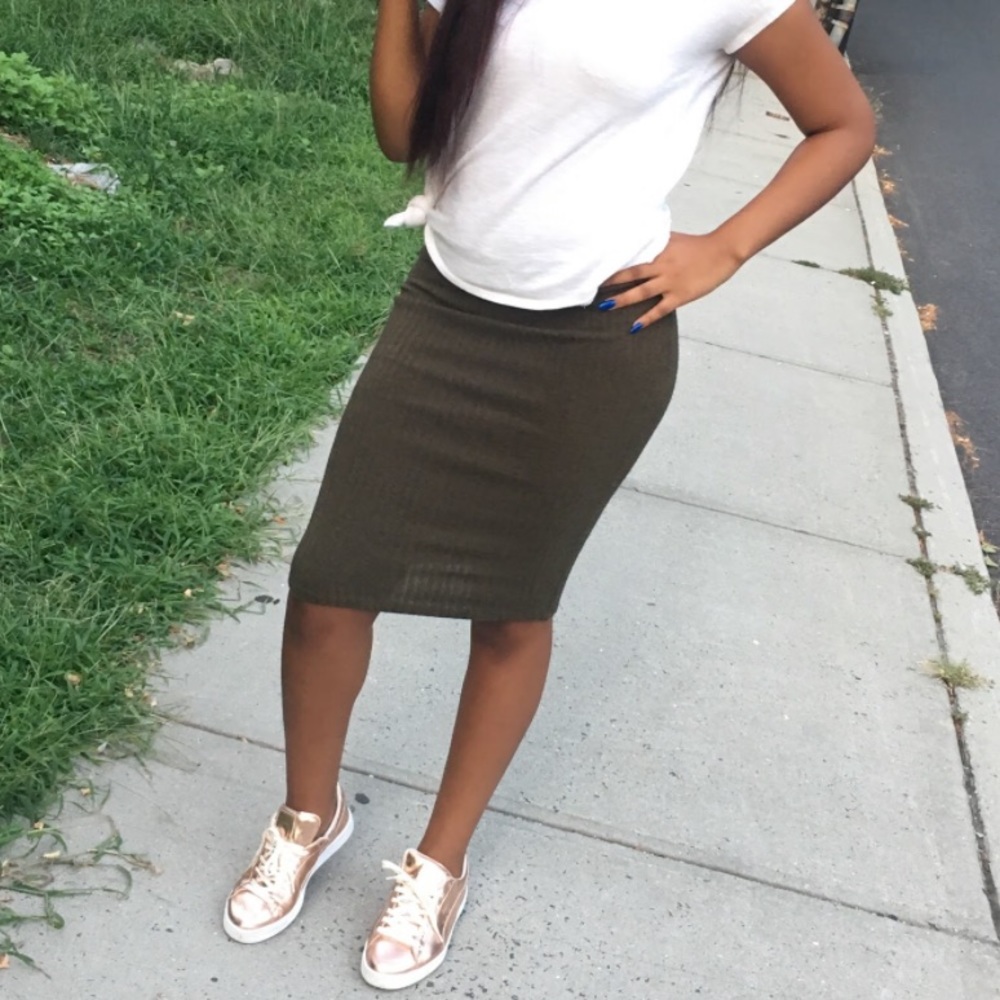 Olive Green Midi Skirt